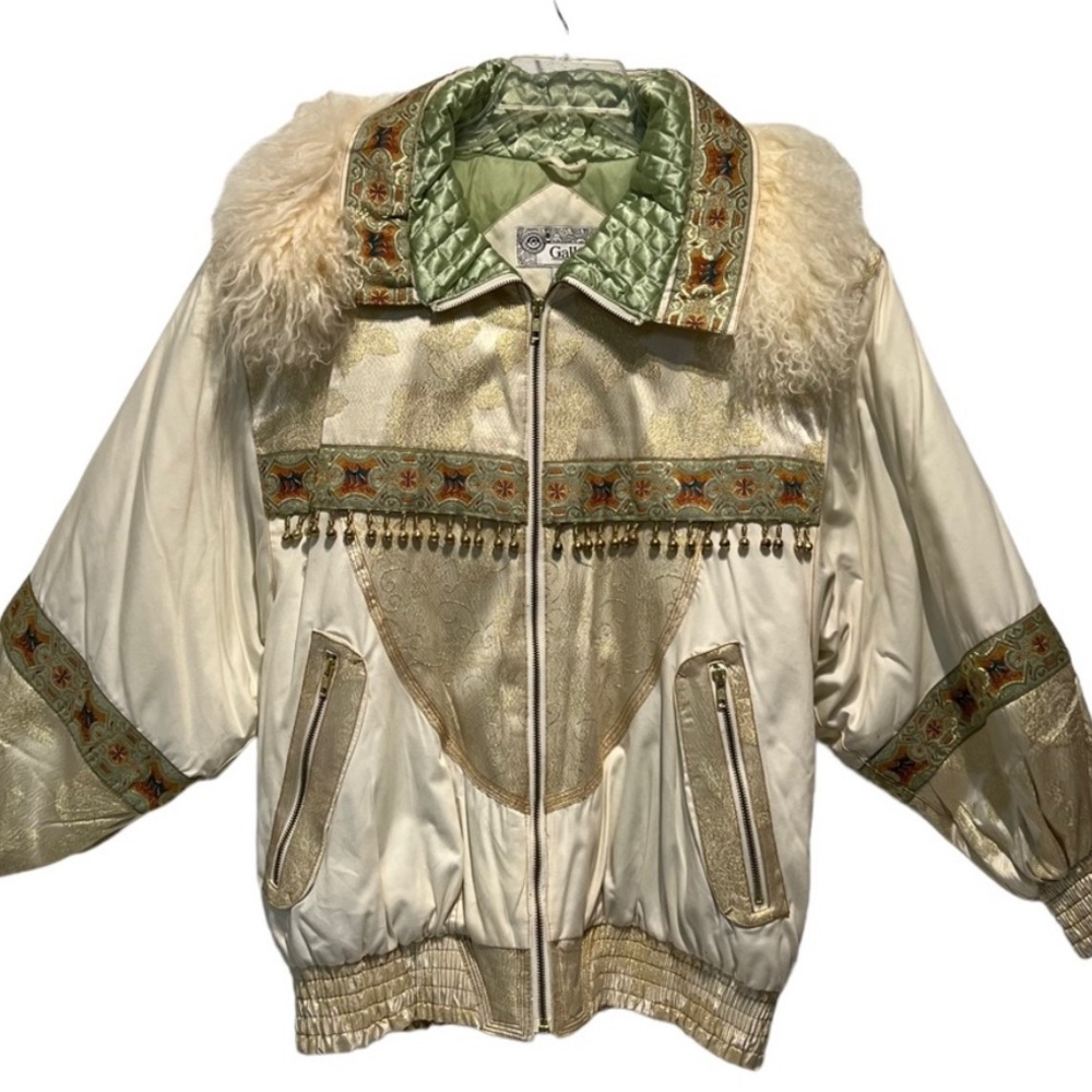Gallery Women Vintage Mongolian Style Coat Jacket w Bell Tassles Size L